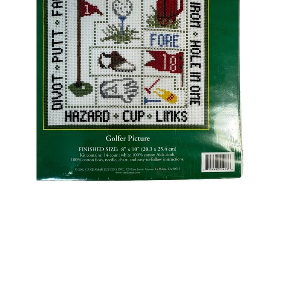 Candamar Designs Golfer Picture 2002 Counted Cross Stitch Kit #51418 NIP - Picture 2 of 3